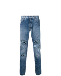 Overcome Distressed Denim Five Pocket Jeans