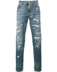 Dolce & Gabbana Distressed Denim Straight Leg Jeans