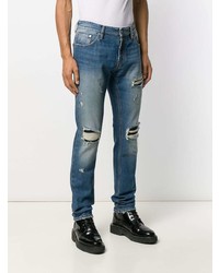Just Cavalli Distressed Faded Straight Leg Jeans