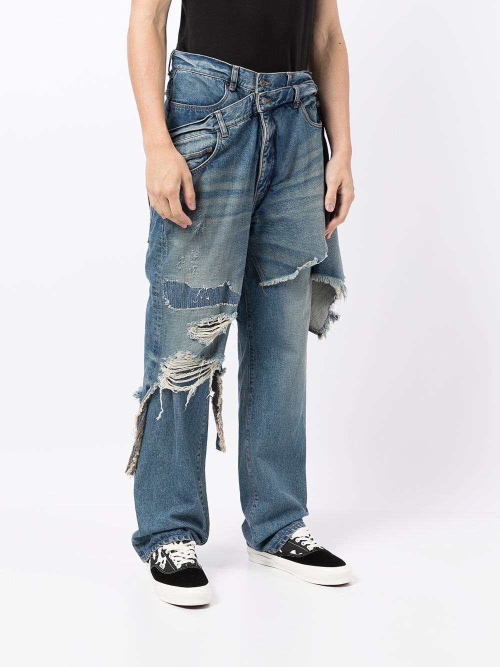 Maison Mihara Yasuhiro Distressed Layered Jeans, $393 | farfetch.com ...