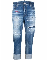 DSQUARED2 Distressed Paint Splatter Cropped Jeans