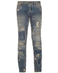 Dolce & Gabbana Distressed Patchwork Slim Fit Jeans