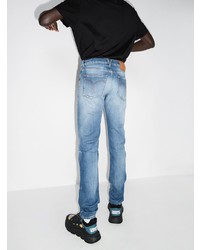 Versace Distressed Ripped Straight Leg Jeans