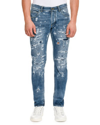 Dolce & Gabbana Distressed Slim Fit Jeans Blue