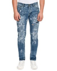 Dolce & Gabbana Distressed Slim Fit Jeans Blue