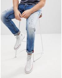 Solid Distressed Slim Fit Jeans