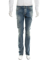 Roberto Cavalli Distressed Slim Straight Jeans