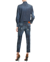 Dsquared2 Distressed Straight Leg Cropped Jeans