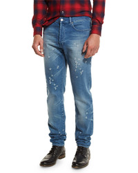 Givenchy Distressed Straight Leg Jeans Blue