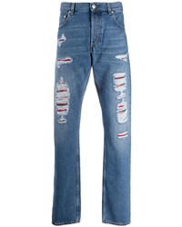 Alexander McQueen Distressed Tartan Patch Jeans