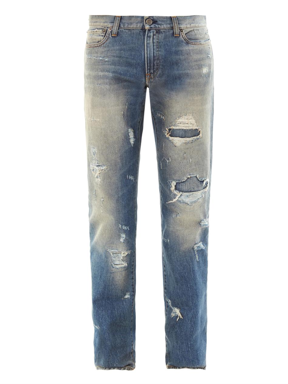 Dolce & Gabbana Distressed Slim Leg Jeans, $594 | MATCHESFASHION.COM ...