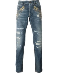 Dolce & Gabbana Embellished Ripped Jeans