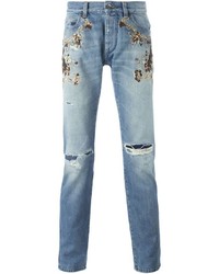 Dolce & Gabbana Embroidered Embellished Jeans