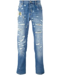 Dolce & Gabbana Flower Embroidered Jeans