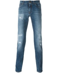 Dolce & Gabbana Ripped Detail Tapered Jeans