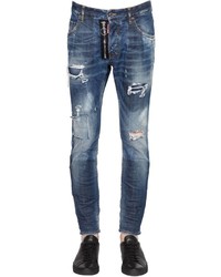 DSQUARED2 16cm Zip Skater Distressed Stretch Jeans