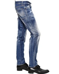 DSQUARED2 18cm Slim Pink Paint Stretch Denim Jeans