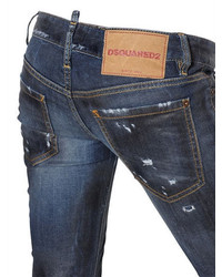 Dsquared2 Pat Distressed Waxed Cotton Denim Jeans