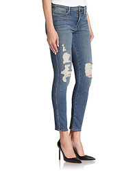 Frame Le Skinny De Jeanne Distressed High Waist Jeans