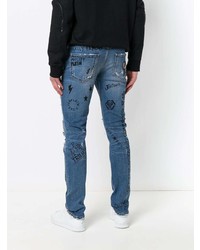 Philipp Plein Graffiti Distressed Jeans