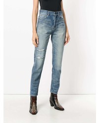 Saint Laurent High Waist Distressed Jeans