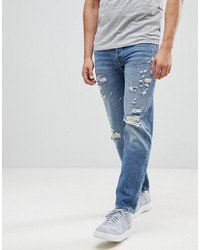 Jack & Jones Intelligence Tapered Fit Jeans With Distress Detail 032