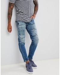 Jack & Jones Jeans In Tapered Fit With Patch Details Denim