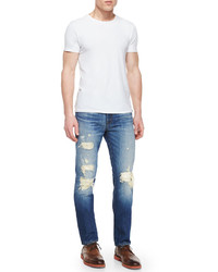 J Brand Jeans Tyler Deconstructed Ripped Denim Jeans Indigo
