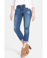 Jessica Simpson Forever Distressed Crop Skinny Jeans Blueshine Spain Size 27 27