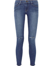 Frame Denim Le Skinny De Jeanne Distressed Mid Rise Jeans