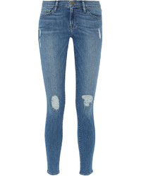 Frame Denim Le Skinny De Jeanne Distressed Mid Rise Jeans