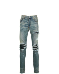 Amiri Leather Insert Ripped Jeans