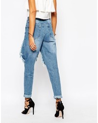 Asos Liquor N Poker Liquor Poker High Rise Mom Jeans With Extreme Thigh Rips