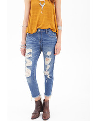 Forever 21 Mid Rise  Destroyed Straight Leg Ankle Jeans