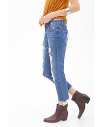 Forever 21 Mid Rise  Destroyed Straight Leg Ankle Jeans