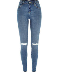 River Island Mid Wash Ripped Amelie Superskinny Jeans