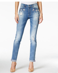 Nanette Lepore Nanette By Tiara Ripped Embellished Boyfriend Spring Blue Wash Jeans Only At Macys