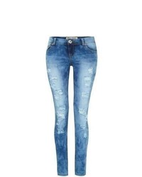 Parisian New Look Blue Ripped Skinny Jeans