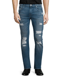 7 For All Mankind Paxtyn Forgotten Cove Distressed Denim Jeans Blue