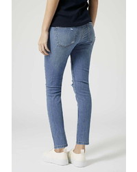 Topshop Petite Moto Bleach Authentic Ripped Skinny Jeans