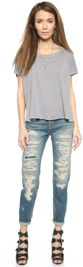 R 13 R13 Shredded Boyfriend Jeans 595 shopbop Lookastic