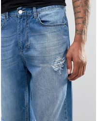Religion Rehab Ripped Jeans In Mid Blue
