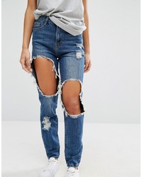Missguided Riot High Rise Destroyed Mom Jean