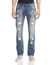 X-Ray Rip And Repair Slim Straight Jeans
