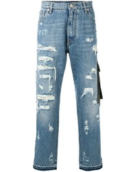 Dolce & Gabbana Ripped Detail Piped Jeans