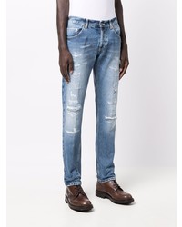 Dondup Ripped Detail Straight Leg Jeans