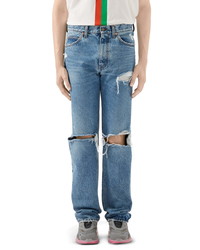 Gucci Ripped Eco Washed Organic Cotton Jeans