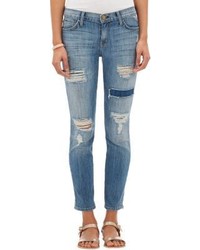 Current/Elliott Ripped Repaired Stiletto Jeans Blue