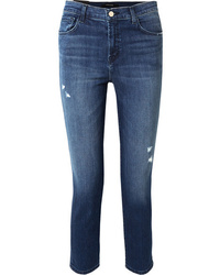 J Brand Ruby Cropped Distressed High Rise Slim Leg Jeans