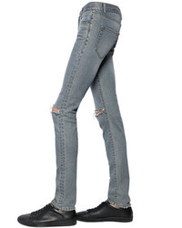 Saint Laurent 15cm Destroyed Cotton Denim Jeans